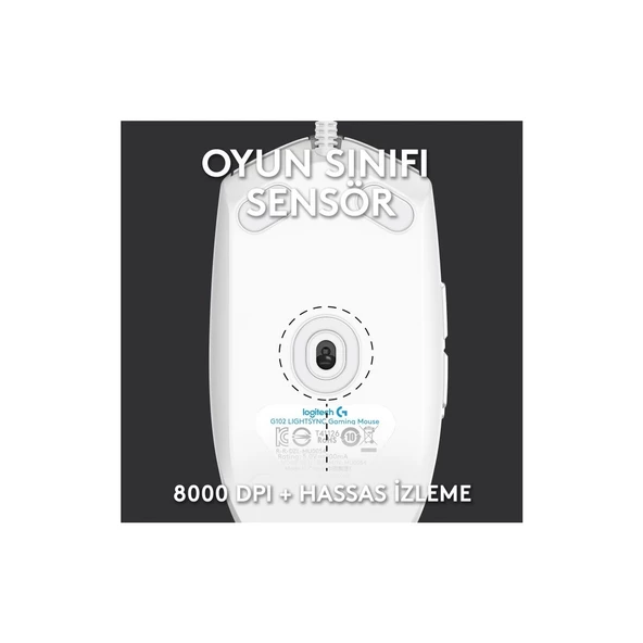 Logitech G102 Lightsync RGB Mouse Beyaz 910-005824 - 3