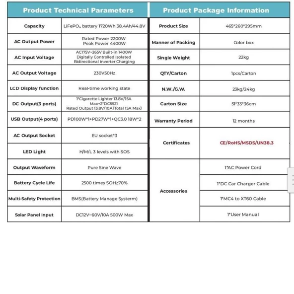 Orbus 2200W Taşınabilir Güç Kaynağı + 110W Esnek Güneş Paneli - Resim 3