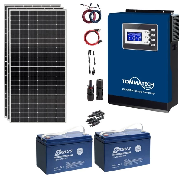 Teknovasyon Arge Güneş Enerjisi Bağ Evi Solar Paketi 3KVA İnverter 350W Güneş Paneli 100AH Jel Akü