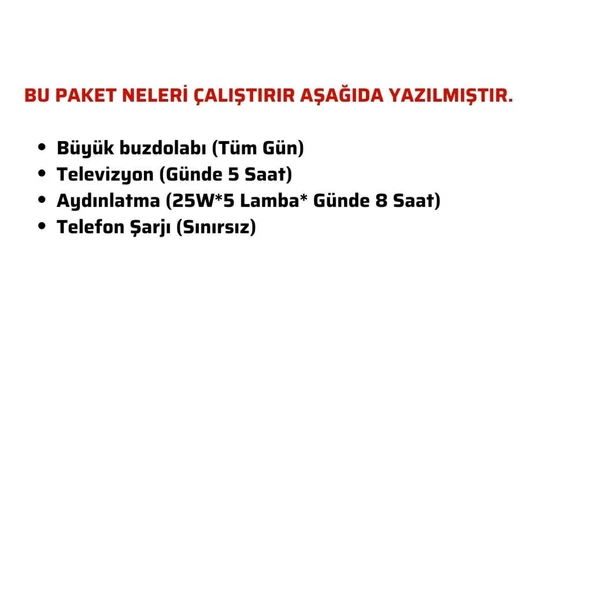 Güneş Enerjisi Bağ Evi Solar Paketi 3KVA İnverter 285W Güneş Paneli 100AH Jel Akü - 1