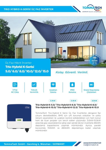 TommaTech Trio Hybrid K 8.0kW Üç Faz İnverter ONG-TT-30-HY-8.0-T-TF-H