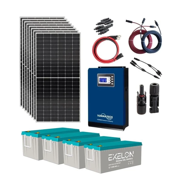 Güneş Enerjisi Solar Paketi 3kVA İnverter 395W Güneş Paneli 200Ah Jel Akü - Resim 2