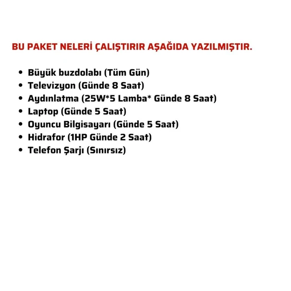 Güneş Enerjisi Bağ Evi Solar Paketi 3KVA İnverter 350W Güneş Paneli 150AH Jel Akü - 2