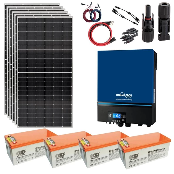 Teknovasyon Arge Güneş Enerjisi Solar Paketi 5kva İnverter 550 watt Güneş Paneli 200 Amper Jel Akü