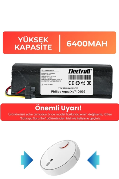 Philips Homerun 7000 Serisi Aqua Xu7100/02 Uyumlu Robot Süpürge Bataryası Yüksek Kapasite 6400mah ürün görseli