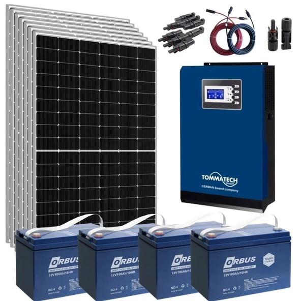 Teknovasyon Arge Güneş Enerjisi Bağ Evi Solar Paketi 5KVA İnverter 400W Güneş Paneli 100Ah Jel Akü
