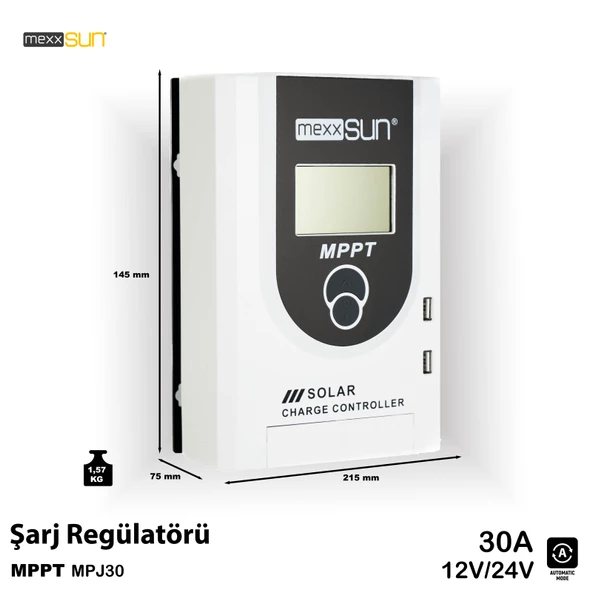 MEXXSUN 30 AMPER MPPT SOLAR ŞARJ REGÜLATÖRÜ DİJİTAL - Resim 2