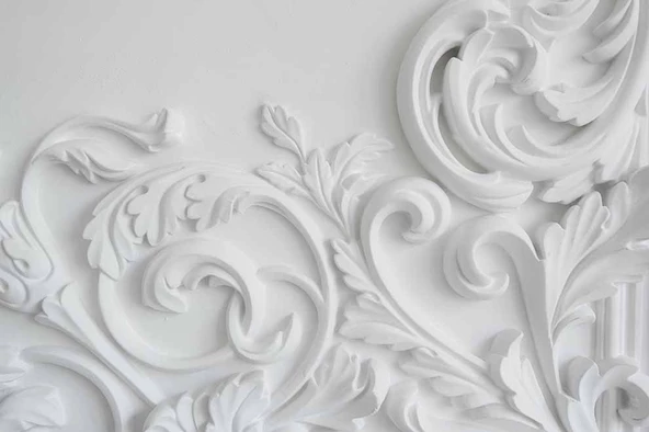 3 Boyutlu Alçı Çiçek Desenli Duvar Kağıdı - 7