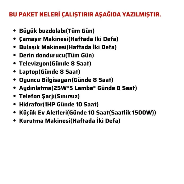 Güneş Enerjisi Solar Paketi 7.2kva İnverter 550 watt  Güneş Paneli 48V 50 Amper Lityum Akü - Resim 4
