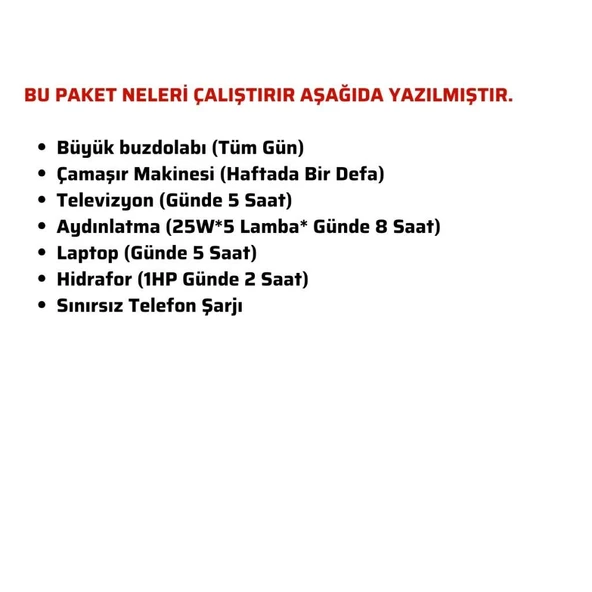 Güneş Enerjisi Bağ Evi Solar Paketi 5KVA İnverter 350W Güneş Paneli 100Ah Jel Akü - Resim 4