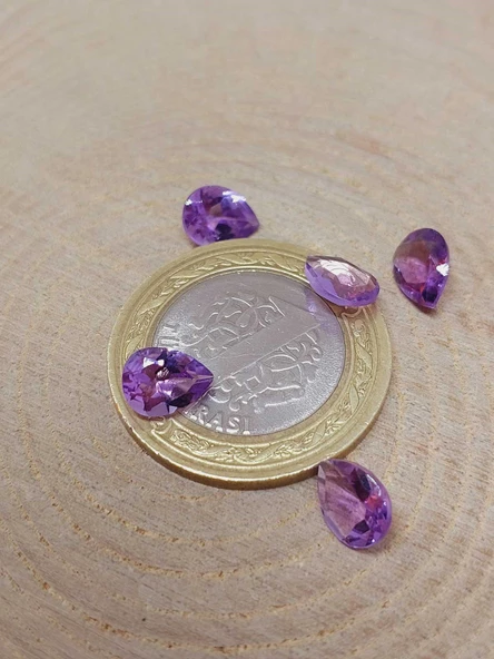 Ametist Taşı Damla Kesim (Ortalama 1 karat) (55638) - Resim 3