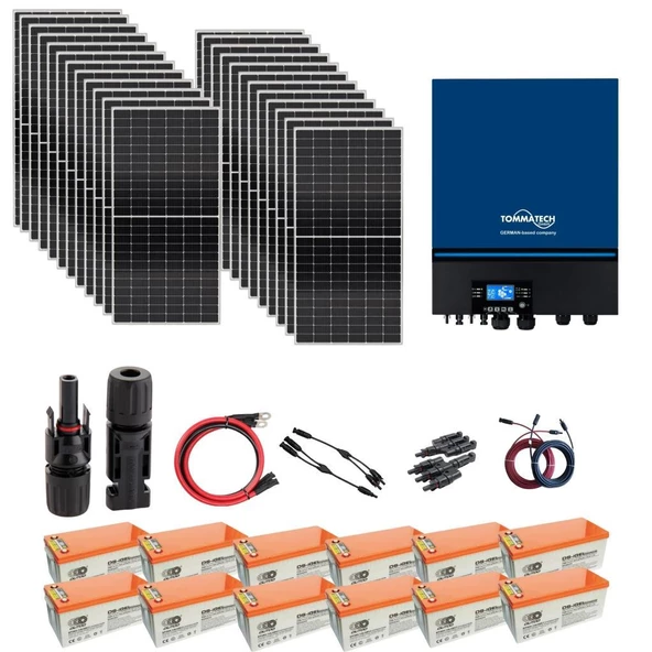 Teknovasyon Arge Güneş Enerjisi Solar Paketi 11kva İnverter 550 watt Güneş Paneli 200 Amper Jel Akü