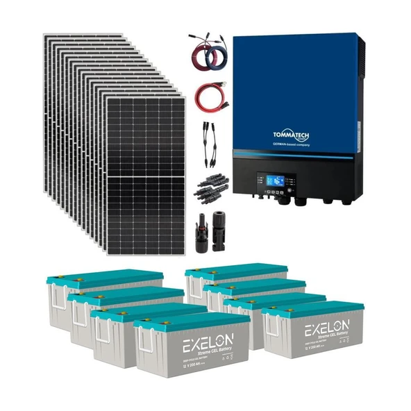 Güneş Enerjisi Solar Paketi 7.2kVA İnverter 550W Güneş Paneli 200Ah Jel Akü - Resim 4