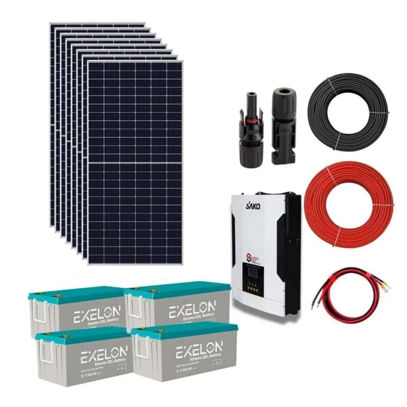 Büyük Bağ Evi Solar Paketi 550w Güneş Paneli 5.5kw İnverter 200ah Jel Akü