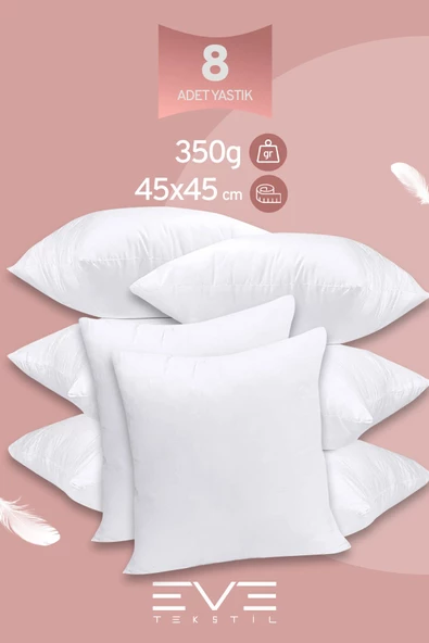 8 Adet Throw Serisi Antialerjik %100 Silikon Elyaf Dolgulu Kırlent Iç Kare Yastık 45x45cm 350gr ürün görseli 1