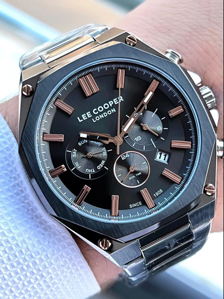 Lee Cooper Çelik Kordon İç Fonksiyonları Aktif 5 Atm Suya Dayanıklı Erkek Kol Saati ELC07319.360