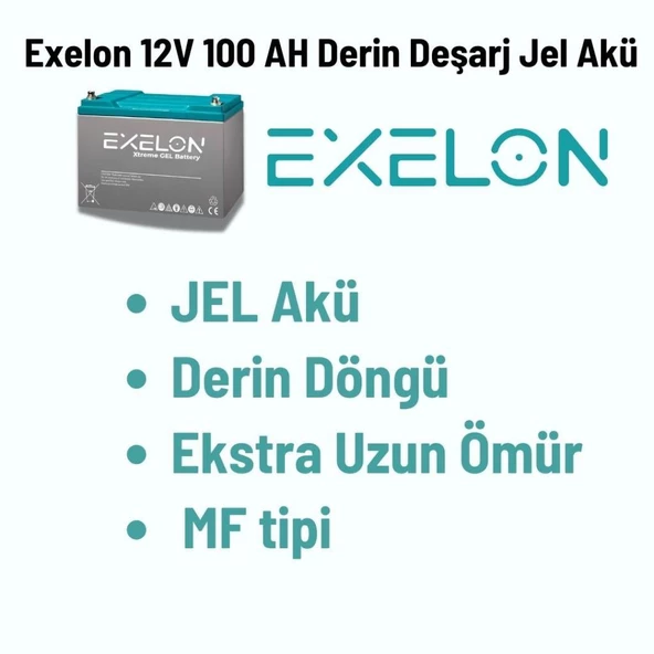 Exelon 12 Volt 100 Amper Jel Akü Derin Döngü Deep Cycle - 3