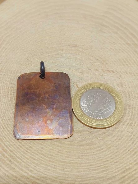 Otantik El Yapımı Plaka Bakır Kolye Ucu (55526) - 3
