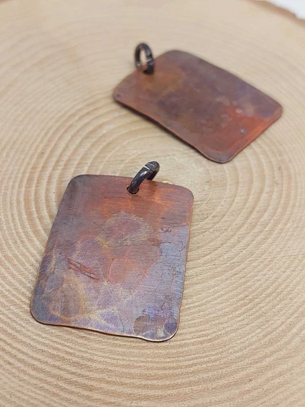 Otantik El Yapımı Plaka Bakır Kolye Ucu (55526) - 2