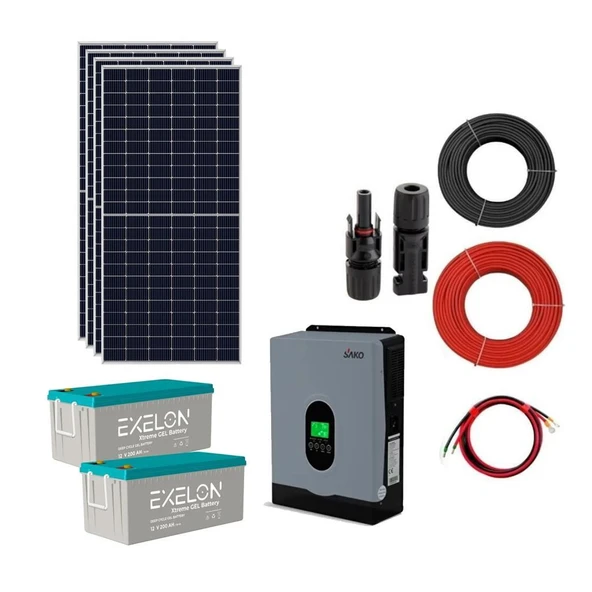 2700 Watt  Çamaşır Makinesi Solar Paketi 550w Güneş Paneli 2.7kw İnverter 200ah Jel Akü