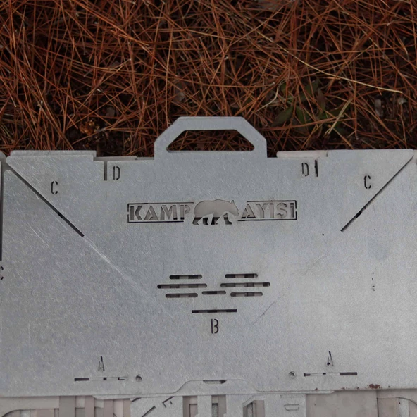 Kamp Ayısı® GrillFish™ Katlanır Özel Kutulu 2mm Galvaniz Çelik Balık Izgaralı Mangal & Ateş Çukuru - 10