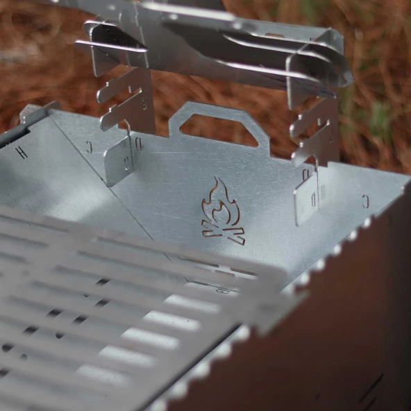 Kamp Ayısı® GrillFish™ Katlanır Özel Kutulu 2mm Galvaniz Çelik Balık Izgaralı Mangal & Ateş Çukuru - 11