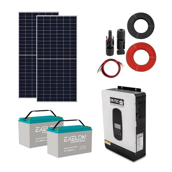 1600 Watt Tv Büyük Buzdolabı Solar Paketi 550w Güneş Paneli 1.6kw İnverter 100ah Jel Akü ürün görseli