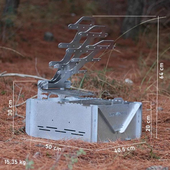 Kamp Ayısı® GrillFish™ Katlanır Özel Kutulu 2mm Galvaniz Çelik Balık Izgaralı Mangal & Ateş Çukuru - 5