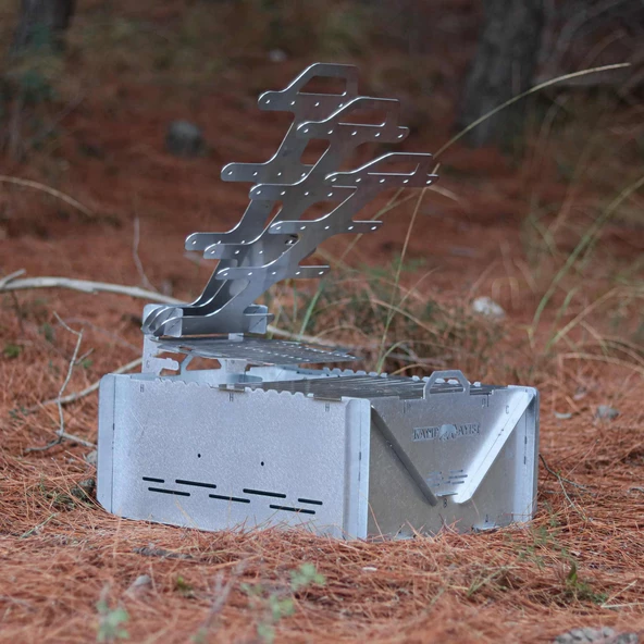Kamp Ayısı® GrillFish™ Katlanır Özel Kutulu 2mm Galvaniz Çelik Balık Izgaralı Mangal & Ateş Çukuru - 2