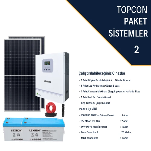 MONOKRİSTALLİ KÜÇÜK EV PAKETİ (PAKET 2)