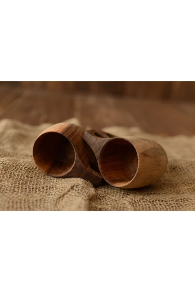 Vivas Craft Kuksa tekli, Ceviz ağacından kamp bardağı, Doğal kupa bardak, Ahşap Kupa - 6