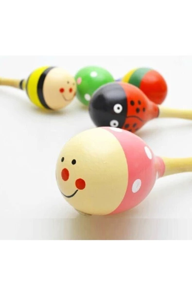 AyasEğiticiOyuncak 6lı Set Ahşap Marakas Bebek Çocuk Çıngırak Müzik Eğitim Oyuncağı - Kuş Düdük - 5
