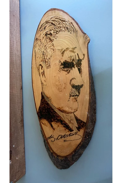 Çilek AHŞAP YAKMA ATATÜRK TABLOSU - 3