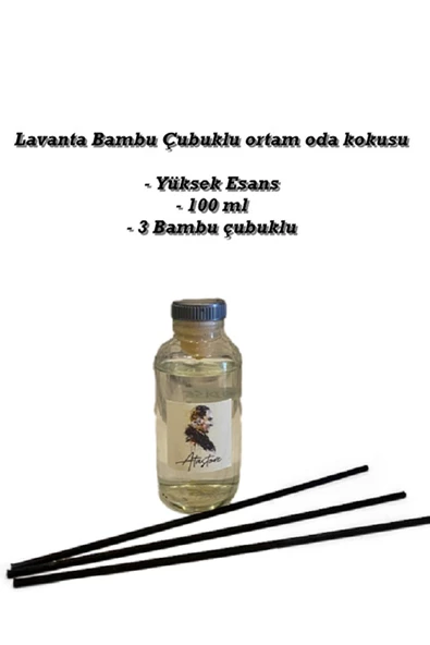 AtaStore Lavanta Yüksek Esans 100 Ml Bambu Çubuklu Oda Ortam Kokusu