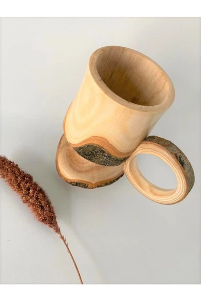 Kürkçü Dükkanı Ahşap Kupa Kuksa Ağaç Kabuklu Kadeh - 3