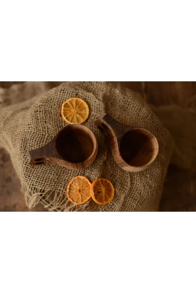 Vivas Craft Kuksa tekli, Ceviz ağacından kamp bardağı, Doğal kupa bardak, Ahşap Kupa - 8