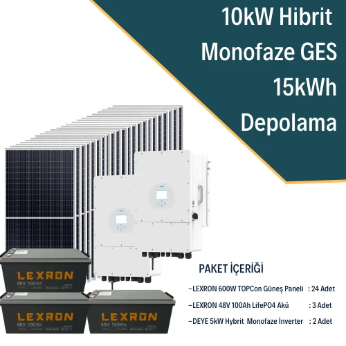 10kW Monofaze Hibrit Güneş Enerjisi Sistemi 2 ürün görseli 1