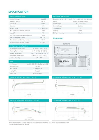 Pylontech 12 Volt 200 Amper Lityum Akü 4000 Cycle Bluetooth Haberleşmeli LiFePo4 - Resim 4