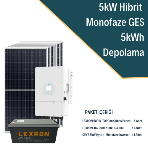 5kW Monofaze Hibrit Güneş Enerjisi Sistemi 1 ürün görseli 1