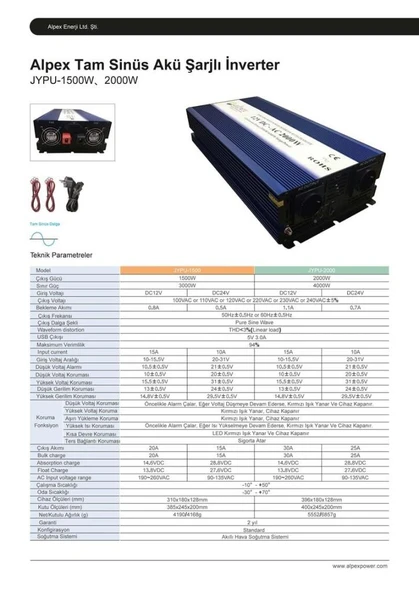 ALPEX 2000 WATT 24 VOLT UPS (ŞEBEKE ŞARJLI) TAM SİNÜS İNVERTÖR ürün görseli 1