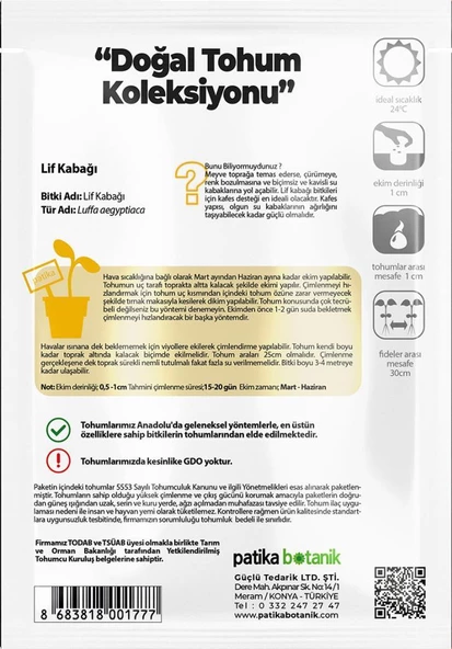 5 Adet Yerli Ata Lif Kabağı Tohumu Kabak Tohumu - 3