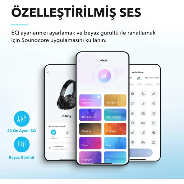 Anker Soundcore Q21i NC Bluetooth Kablosuz Kulaklık - Aktif Gürültü Önleyici ANC - 40 Saate Varan Şarj Süresi -Siyah -A3004 (Anker Türkiye Garantili) - 8