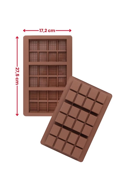 Dubai Çikolatası Kalıbı Silikon Büyük Boy Çikolata Kalıbı ve Spatula 2'li Set - 3