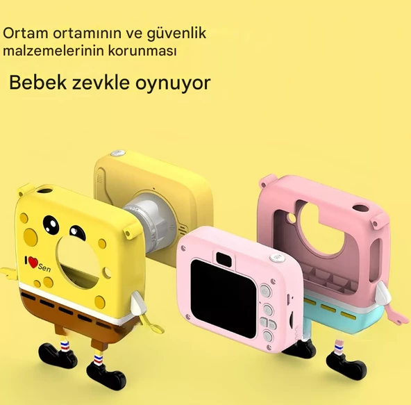QASUL Sevimli Dijital Video Kamera 20mp Karikatür Çocuk Selfie Kamerası Çoklu Filtreler, Oyun, Müzik - 3