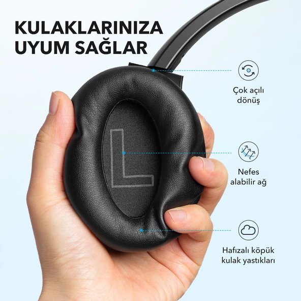 Anker Soundcore Q21i NC Bluetooth Kablosuz Kulaklık - Aktif Gürültü Önleyici ANC - 40 Saate Varan Şarj Süresi -Siyah -A3004 (Anker Türkiye Garantili) - 5