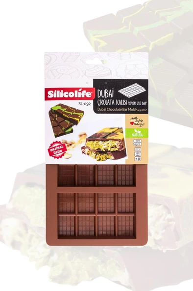 Dubai Çikolatası Kalıbı Silikon Büyük Boy Çikolata Kalıbı ve Spatula 2'li Set - 5