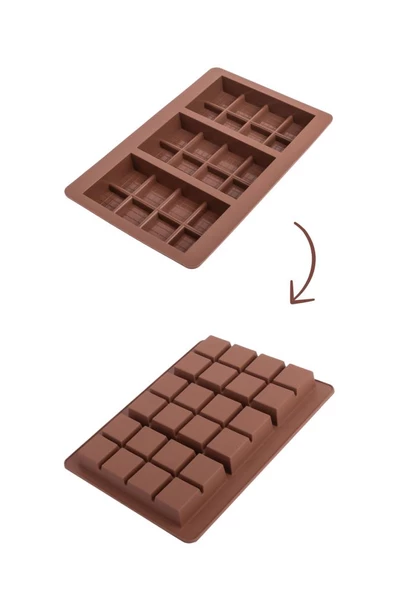 Dubai Çikolatası Kalıbı Silikon Büyük Boy Çikolata Kalıbı ve Spatula 2'li Set - 4