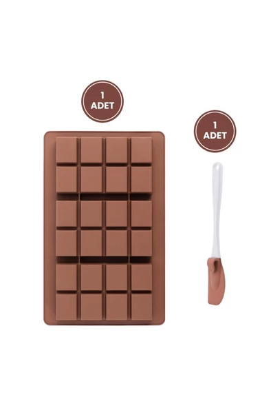 Dubai Çikolatası Kalıbı Silikon Büyük Boy Çikolata Kalıbı ve Spatula 2'li Set - 2