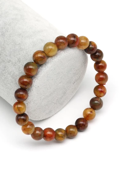 Golden Pietersite Doğal Taş Tasarım Bileklik 8 mm Küre Kesim