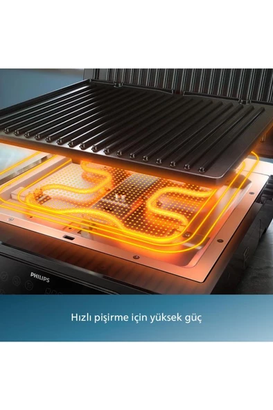 Philips 7000 Serisi Izgara ve Tost Makinesi, 8 Ön Ayarlı Programlar, Gıda Termometresi,  HD6307/70 - Resim 8